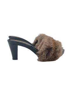 CLOGS WITH FUR AND 8 CM HEEL