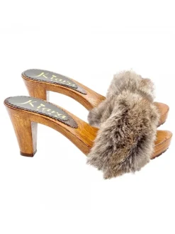 CLOGS WITH FUR AND COMFORTABLE HEEL