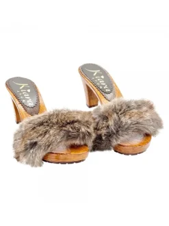 CLOGS WITH FUR AND COMFORTABLE HEEL