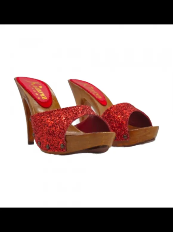 Clogs with glitter and 11 cm heel - Made in Italy