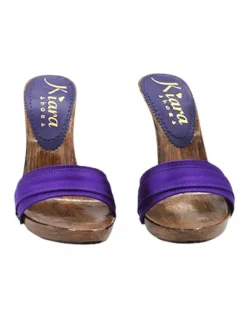 CLOGS WITH PURPLE BAND AND HIGH STILETTO HEEL
