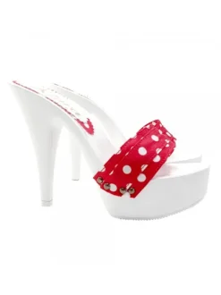 CLOGS WITH RED POLKA DOT BAND AND HEEL 13