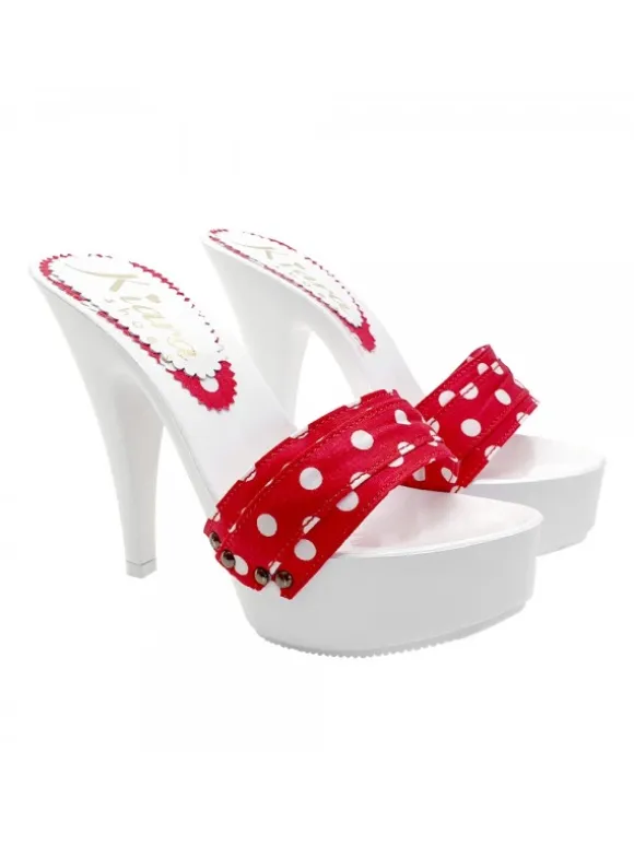 CLOGS WITH RED POLKA DOT BAND AND HEEL 13