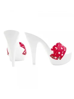 CLOGS WITH RED POLKA DOT BAND AND HEEL 13