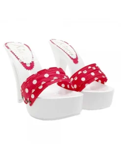 CLOGS WITH RED POLKA DOT BAND AND HEEL 13