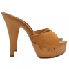 Clogs with suede band and 13 heel - Made in Italy - K93001 CAM CAMEL