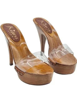 CLOGS WITH TRANSPARENT BAND AND HIGH HEEL