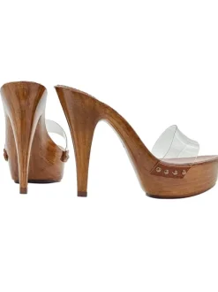 CLOGS WITH TRANSPARENT BAND AND HIGH HEEL