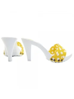 CLOGS WITH YELLOW POLKA DOT UPPER HEEL 9