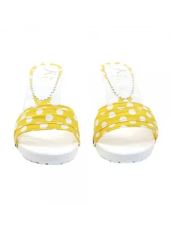 CLOGS WITH YELLOW POLKA DOT UPPER HEEL 9