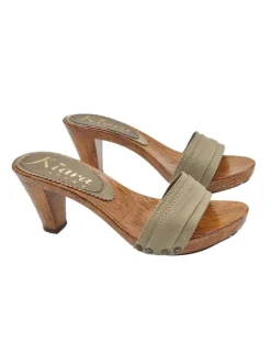 COLOR TAUPE CLOGS WITH COMFORTABLE HEEL