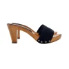COMFORTABLE BLACK SUEDE CLOGS WITH HEEL 8
