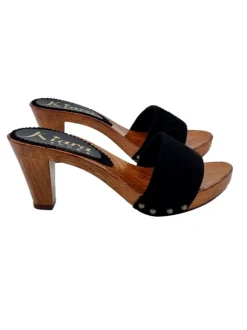 COMFORTABLE BLACK SUEDE CLOGS WITH HEEL 8