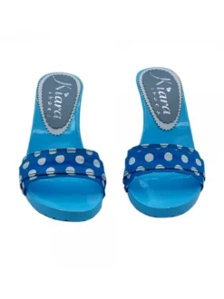 COMFORTABLE BLUE CLOGS WITH LIGHT BLUE POLKA DOT UPPER