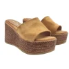 COMFORTABLE LEATHER-COLORED SYNTHETIC SUEDE WEDGES