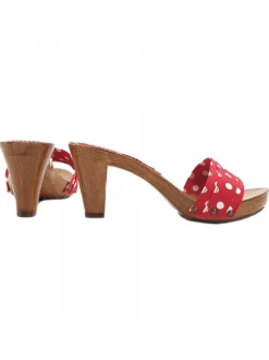 CONFORT RED CLOGS POLKA DOT
