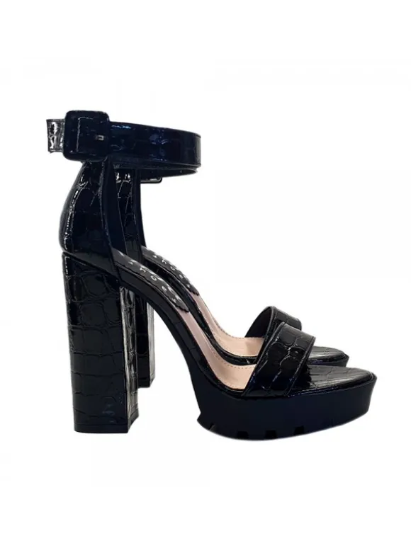 CROCODILE BLACK SANDALS HEEL 11
