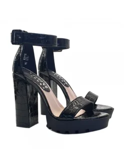 CROCODILE BLACK SANDALS HEEL 11