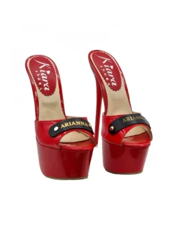CUSTOMIZED CLOGS IN RED PATENT LEATHER AND STICK HEEL