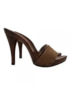 DARK BROWN CLOGS IN SUEDE HEEL 12