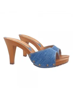 DENIM CLOGS WITH HEEL 9