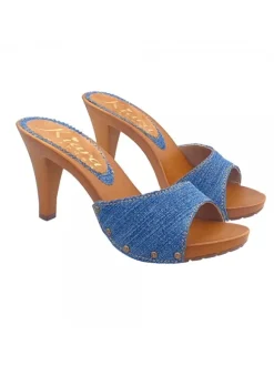 DENIM CLOGS WITH HEEL 9