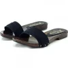 DOUBLE BAND BLACK CLOGS WITH LOW HEEL