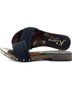 DOUBLE BAND BLACK CLOGS WITH LOW HEEL