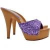 ELEGANT PURPLE GLITTER HIGH HEEL CLOGS