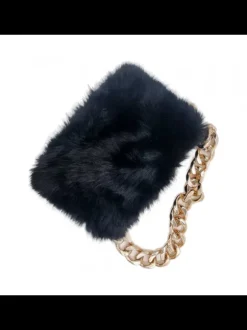 Faux fur shoulder bag with shoulder strap