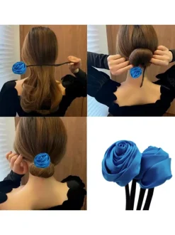FLOWER WRAP CHIGNON BLUE HAIR 2PZ