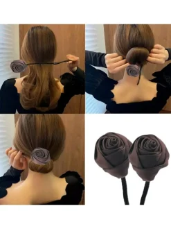 FLOWER WRAP CHIGNON BROWN HAIR 2PZ