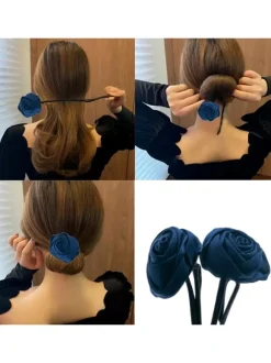 FLOWER WRAP CHIGNON DARK BLUE HAIR 2PCS