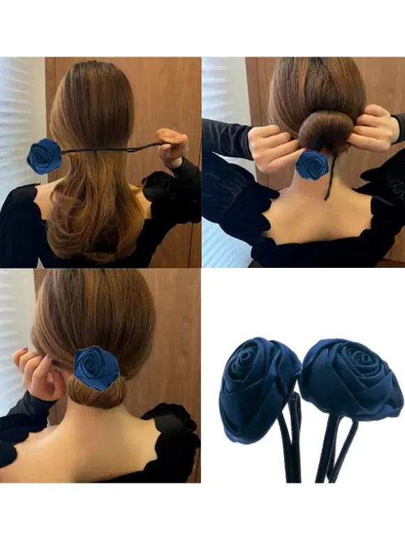 FLOWER WRAP CHIGNON DARK BLUE HAIR 2PCS