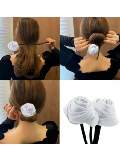FLOWER WRAP CHIGNON WHITE HAIR 2PZ