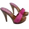 Fuchsia Clogs with 11 cm Heel & Platform