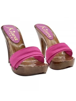 Fuchsia Clogs with 11 cm Heel & Platform