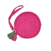 FUCHSIA COIN PURSE WITH HANDLE AND FRINGES