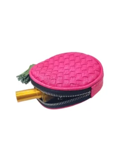 FUCHSIA COIN PURSE WITH HANDLE AND FRINGES