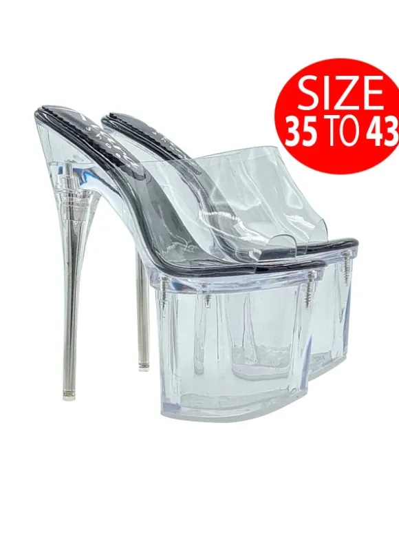 GLASS EFFECT CLOGS WITH VERY HIGH HEELS