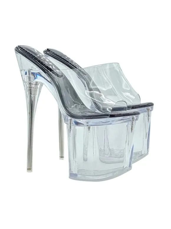 GLASS EFFECT CLOGS WITH VERY HIGH HEELS