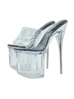 GLASS EFFECT CLOGS WITH VERY HIGH HEELS