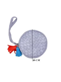 GLICINE PURSE WITH HANDLE AND FRINGES