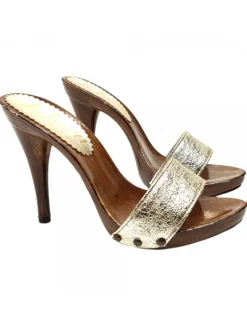 Gold Leather Clog