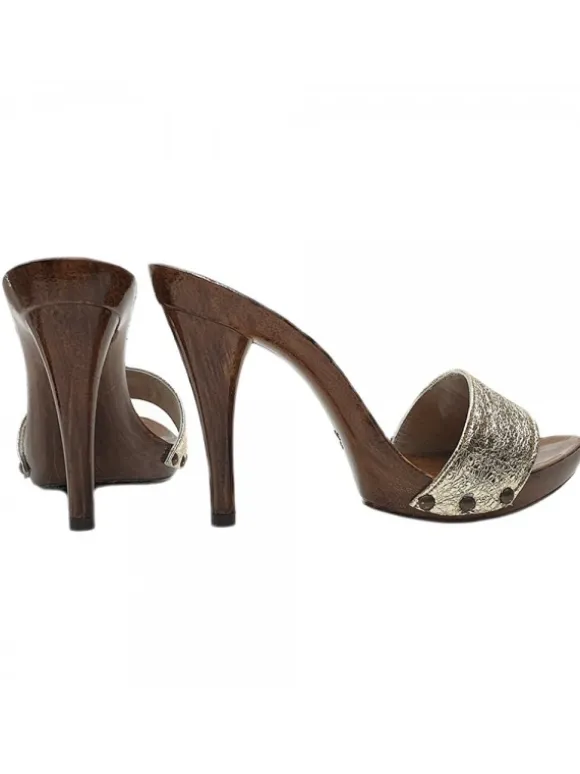 Gold Leather Clog