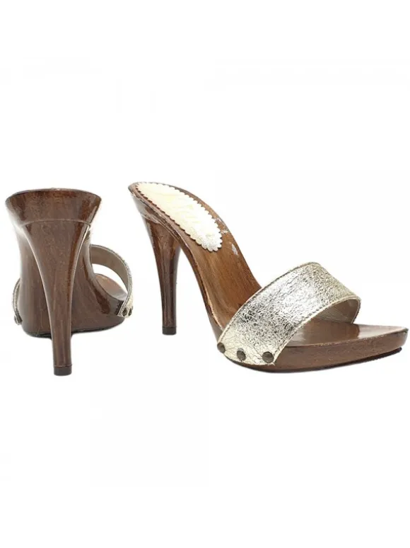 Gold Leather Clog