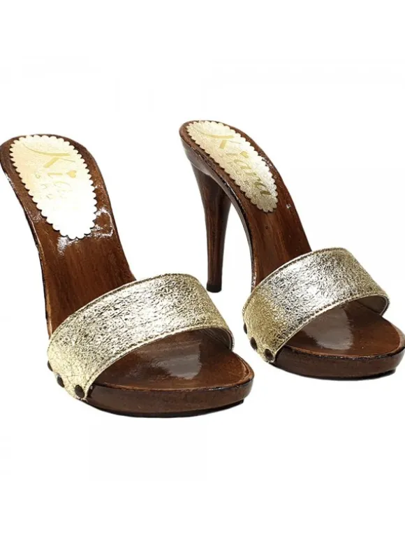 Gold Leather Clog