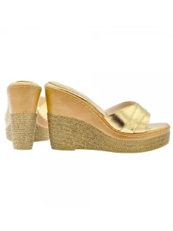 GOLD LEATHER WEDGES WITH HEEL 11