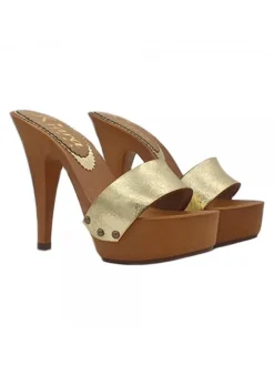GOLDEN CLOGS IN LEATHER