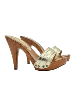 GOLDEN CLOGS WITH HEEL 11 CM